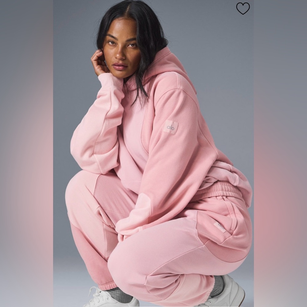 ALO Yoga NWT Make Waves Hoodie Sweatshirt Sunset Pink Tonal Size S Oversized - Picture 4 of 11